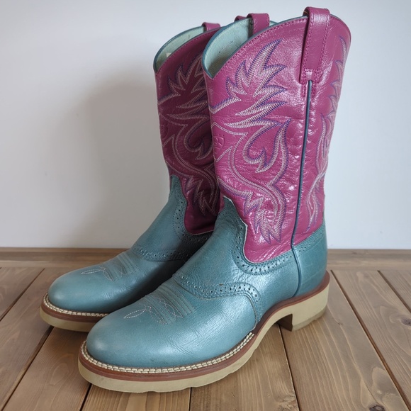 Ariat Shoes - Ariat Women’s Pink Blue Leather Western Cowgirl Boots